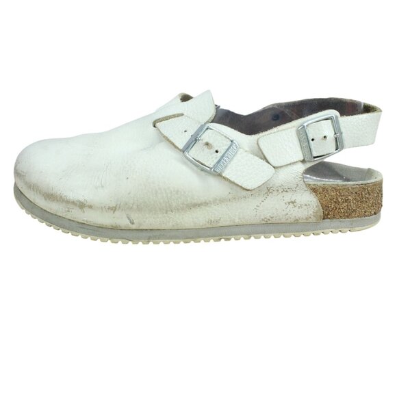 Birkenstock Tokio Super Grip Natural Leather White Size 10-10.5 - Picture 1 of 10
